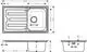 Einbauspüle mit Abtropffläche und automatischer Ablaufgarnitur aus Edelstahl, von Hansgrohe. Abmessungen und Details sind schematisch dargestellt.